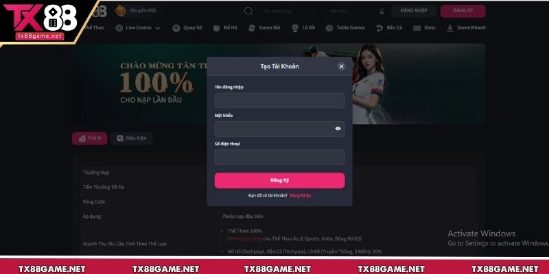 Cách tham gia và nhận thưởng khuyến mãi TX88